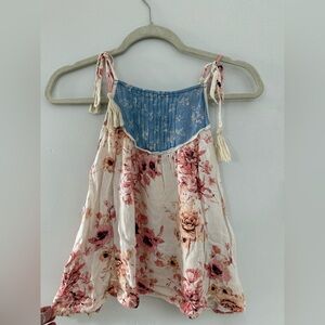 Blue Blush Floral Tie-Strap Blouse